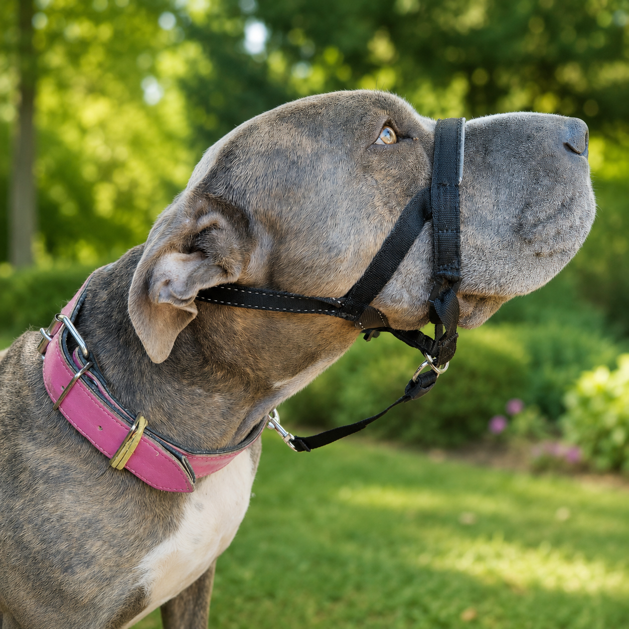 Collar ronzal HALTI puesto a un perro